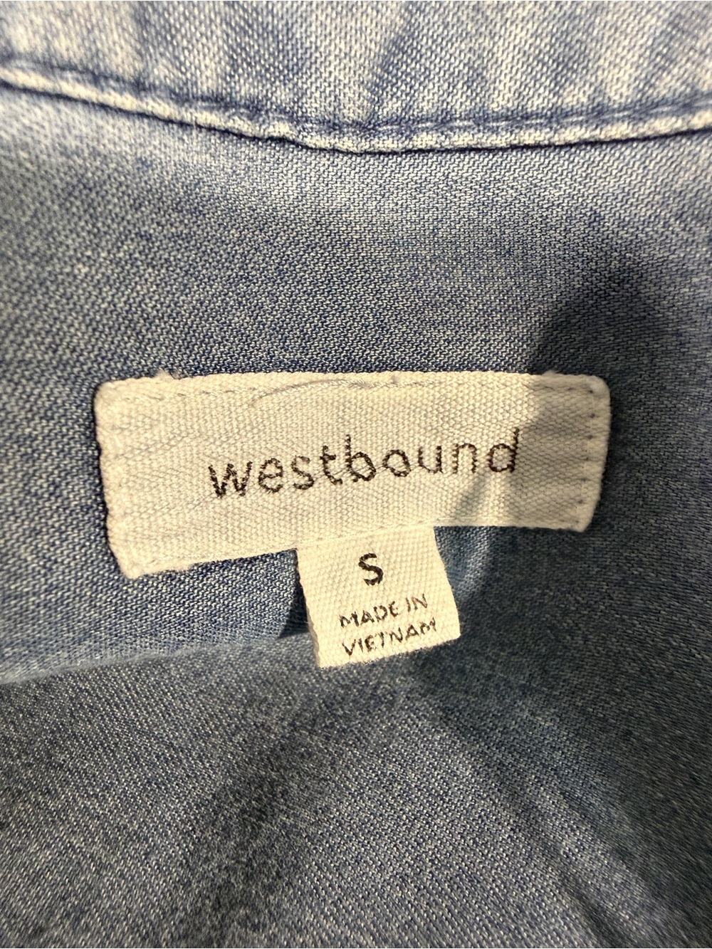 Westbound Chambray Shirt Dress Size Small NWOT Blue Button Front Roll Tab Sleeve - Picture 8 of 8